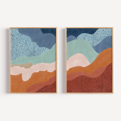 Sunset Mountain Set Of Two Wall Art Prints By Elena Ristova