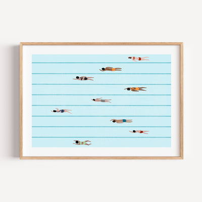 Swimmers In Pool Wall Art Print By Inka Arthouse